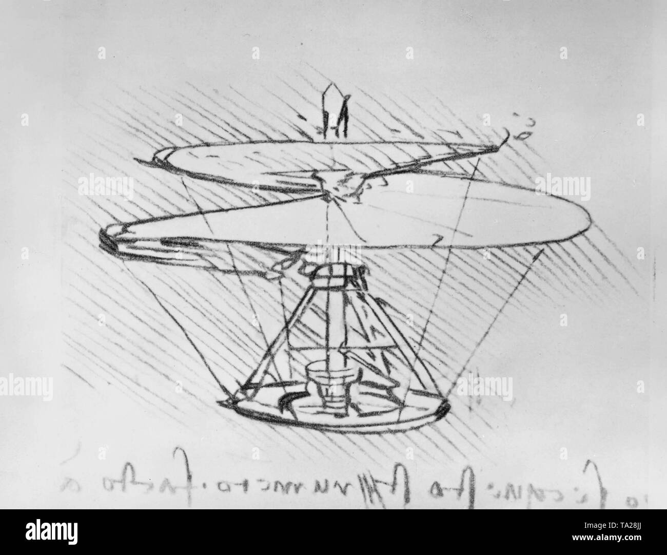 Boceto de un aire de tornillo helicoidal el científico italiano da Vinci  Fotografía de stock - Alamy