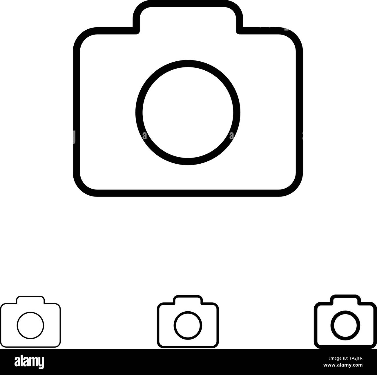 Instagram, cámara, imagen audaz y delgada línea negra conjunto de iconos  Imagen Vector de stock - Alamy