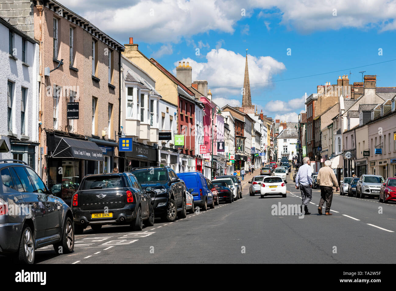 El centro de la ciudad de Monmouth, Gales, Reino Unido. Foto de stock