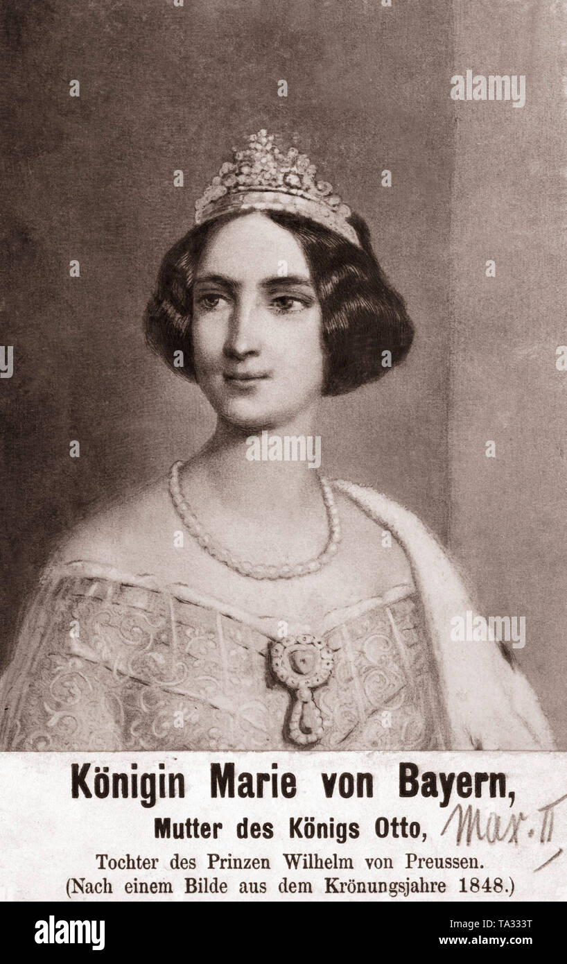Esta pintura muestra a la Reina María de Baviera, esposa del rey Maximiliano II, madre de los dos enfermos mentales reyes Ludwig II y Otto I. fotografía sin fecha, probablemente en la década de 1840 Foto de stock