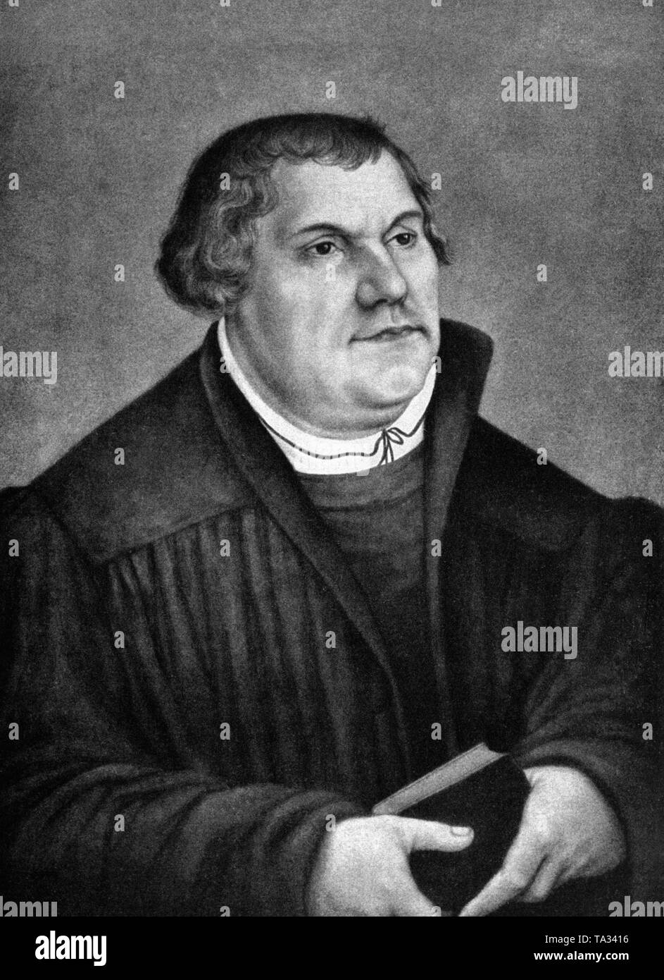 Retrato de Martin Luther desde el taller de Cranach. Foto de stock