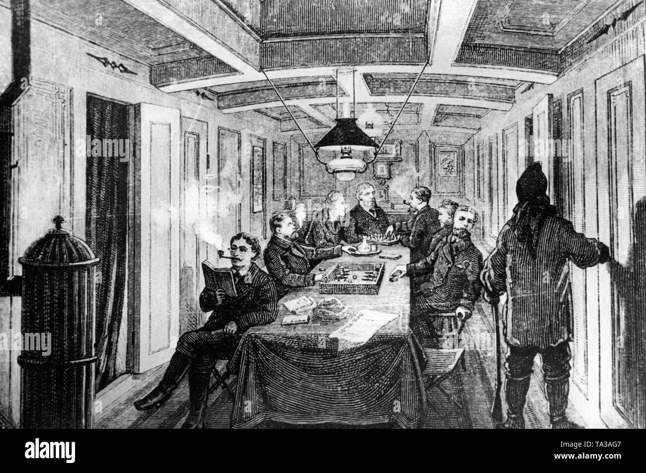 En el enredo del barco "Vega", que hibernan en el hielo durante la expedición Nordenskioeld en 1878/89. Foto de stock