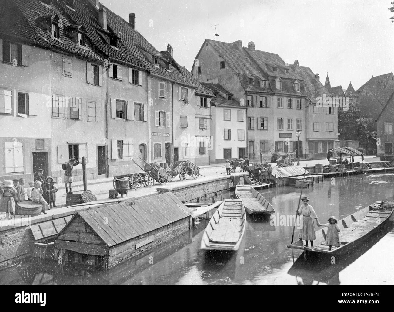 La ciudad de Colmar en Alsacia antes de 1914. Foto de stock