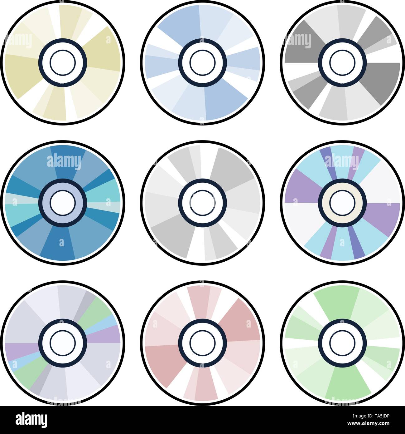 Vector iconos de disco cd o dvd aislado sobre fondo blanco. Conjunto de  discos compactos para el almacenamiento de datos. música o vídeo grabar  discos DVD Imagen Vector de stock - Alamy