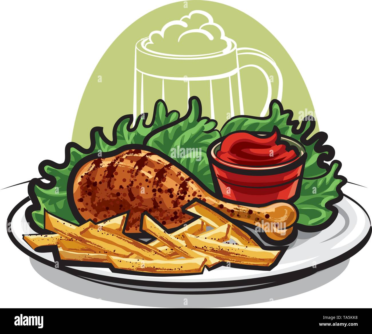 Pollo a la brasa con papas fritas Imágenes vectoriales de stock - Alamy Pollo a la brasa con papas fritas Imágenes vectoriales de stock - Alamy