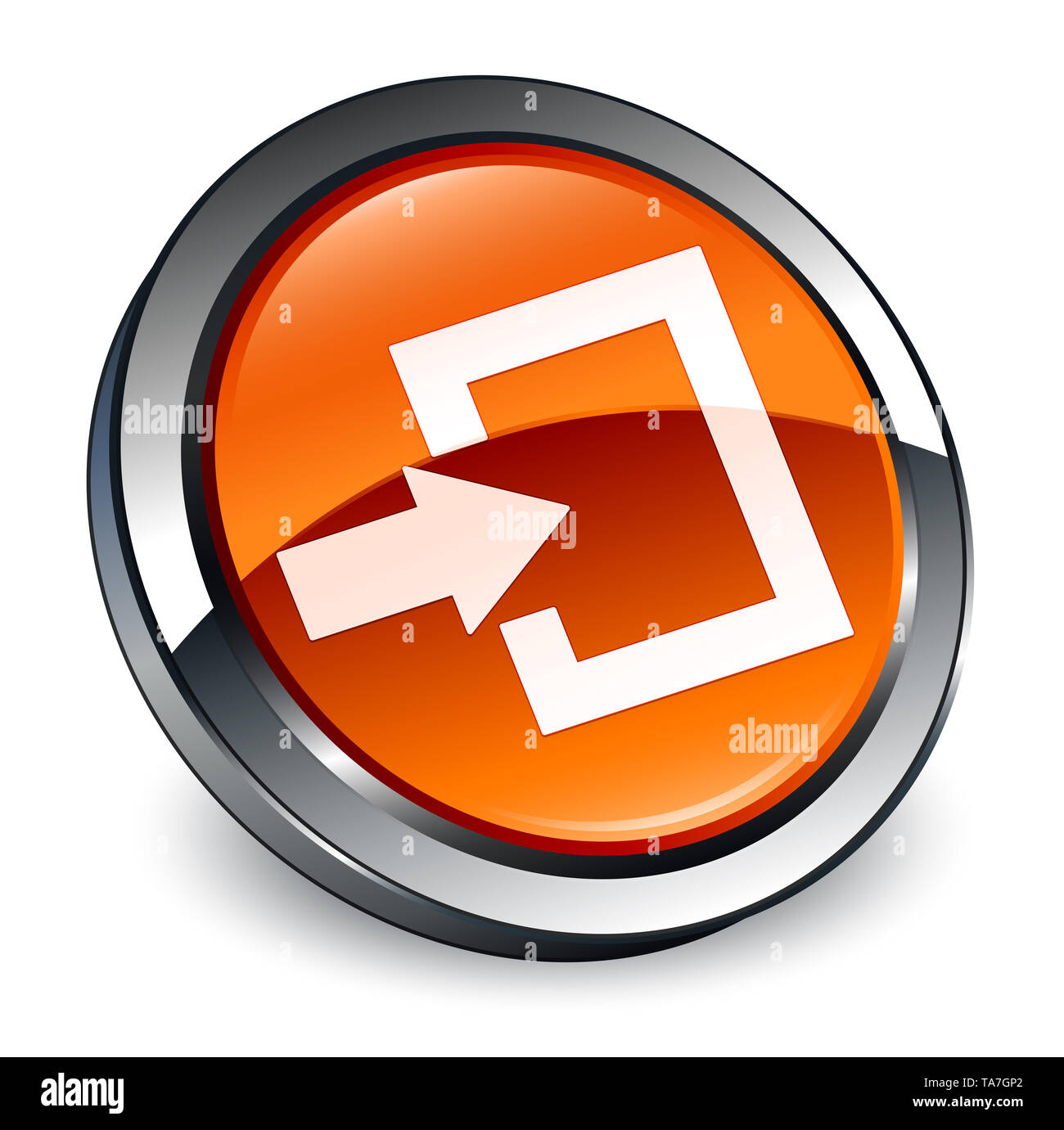 Icono de inicio de sesión aislados en 3d botón redondo marrón Resumen