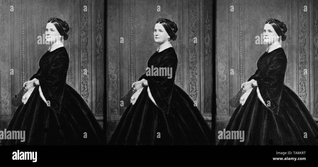 La Sra. Abraham Lincoln, tres cuartos de longitud vertical, Brady-Handy colección de fotografías, a comienzos del año 1860. Foto de stock