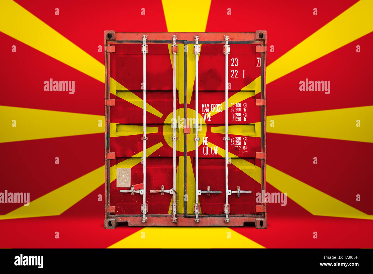 El concepto de Macedonia exportaciónimportación, contenedor de