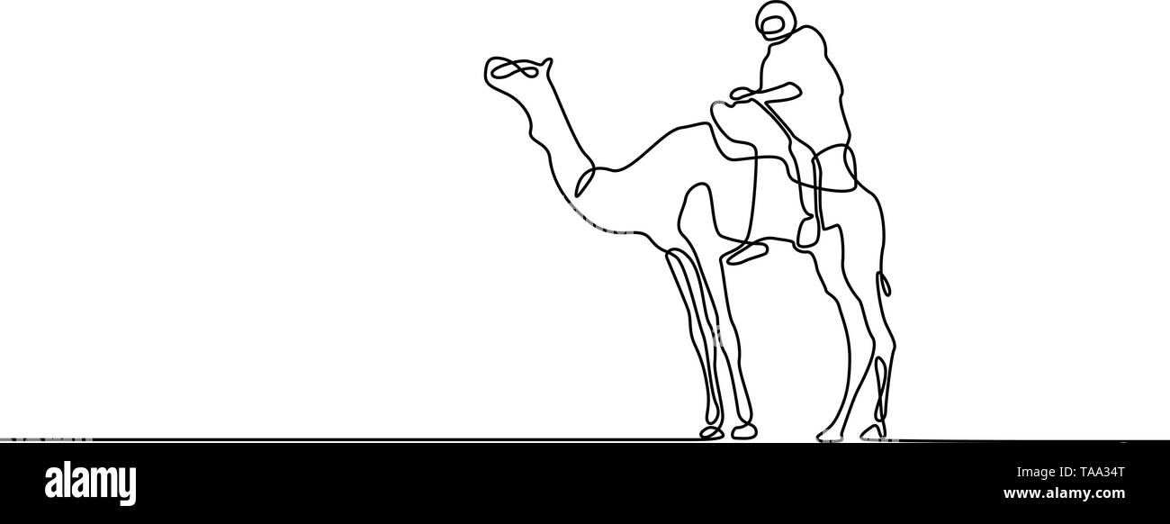 Dibujo de una línea continua de camello. Ilustración vectorial. Ilustración del Vector