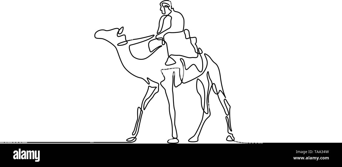 Dibujo de línea continua jinete de camello. Ilustración vectorial. Ilustración del Vector