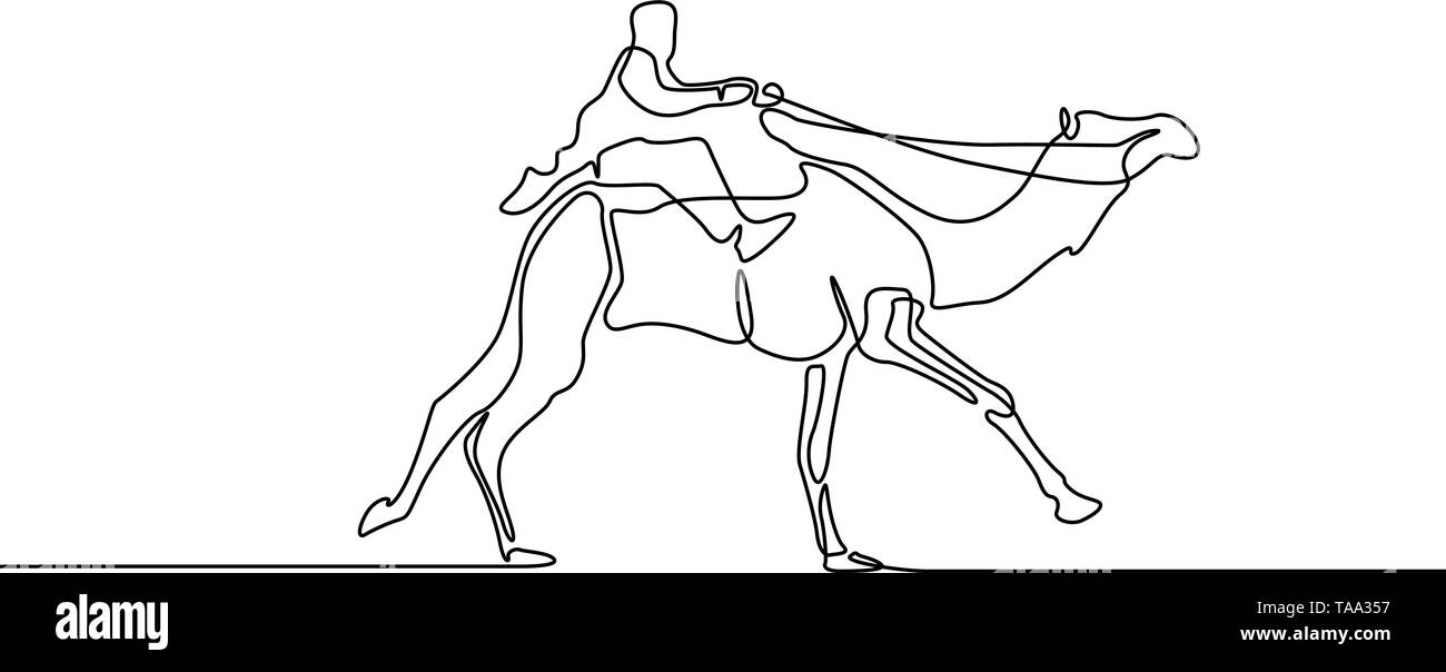 Dibujo de línea continua ejecutando el jinete de camello. Ilustración vectorial. Ilustración del Vector