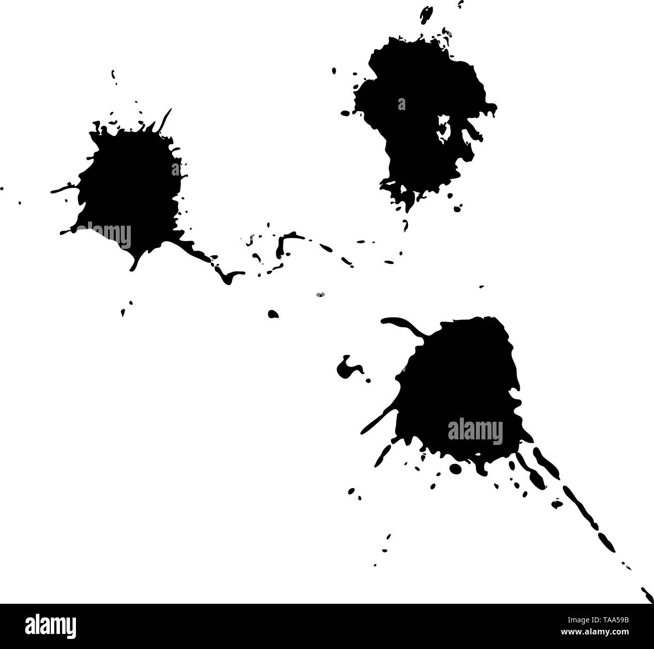 Vector conjunto de gotas de pintura, tintas negras sobre fondo blanco  Imagen Vector de stock - Alamy