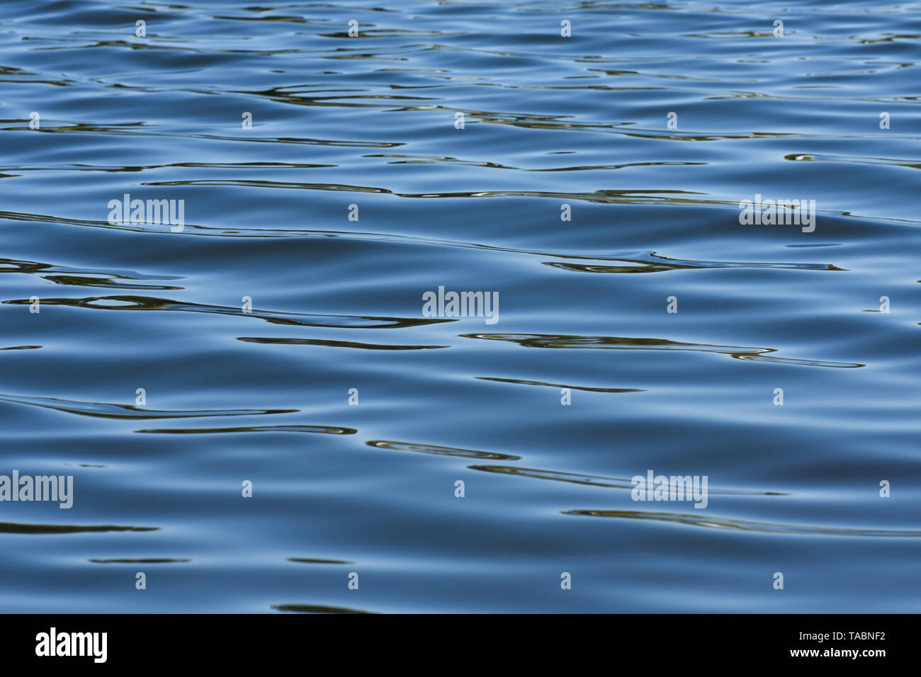 Suaves ondulaciones de la superficie natural de agua dulce en el lago Foto de stock