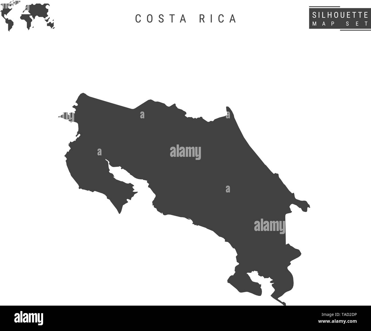 Costa Rica Mapa Vectorial Aislado Sobre Fondo Blanco High Detailed Silueta Negra Mapa De Costa 9642