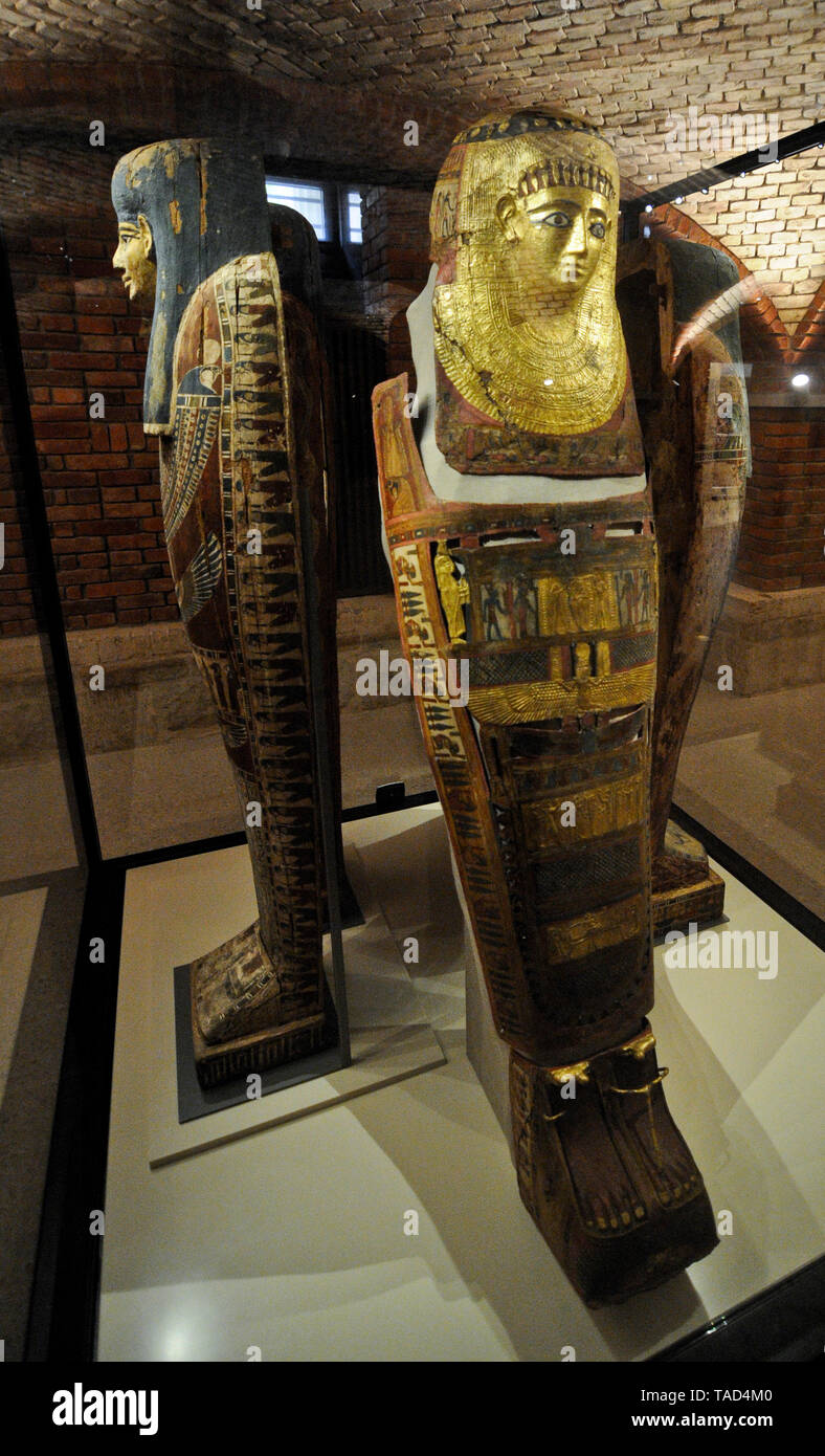 Sarcófago egipcio antiguo. Altes Museum, Berlín Foto de stock
