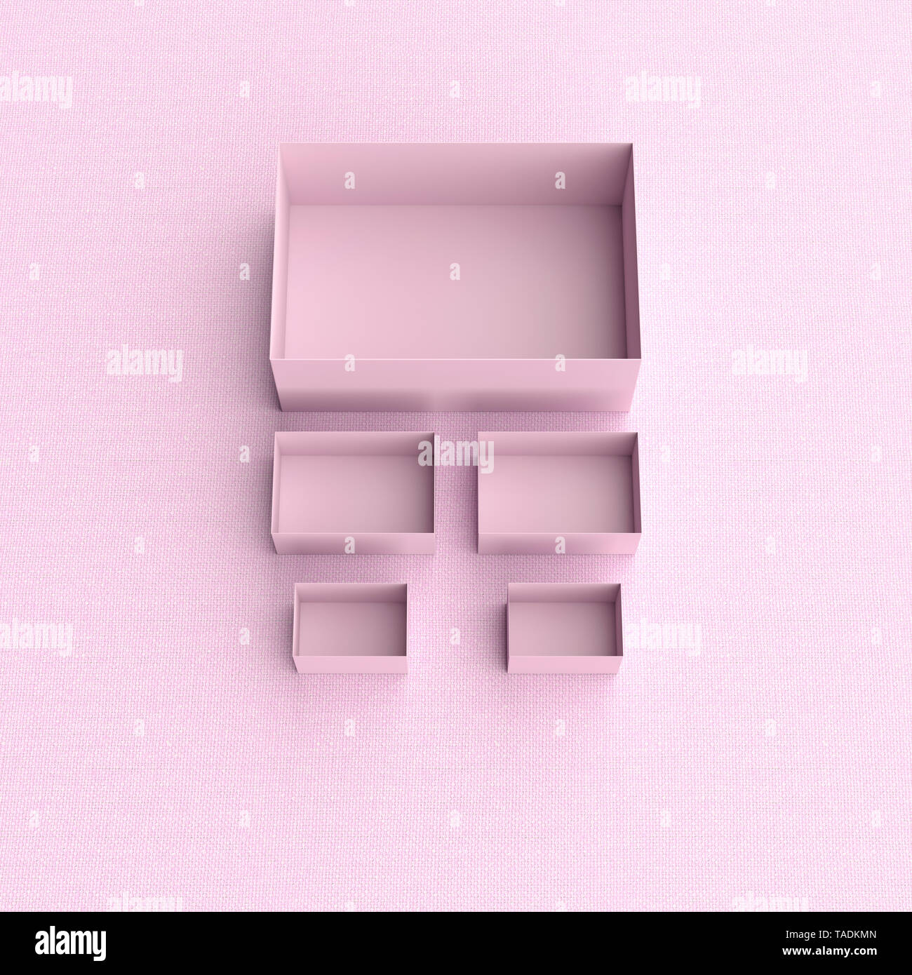 3D Rendering, Rosa cuadros en diferentes tamaños en rosa procedencia Foto de stock