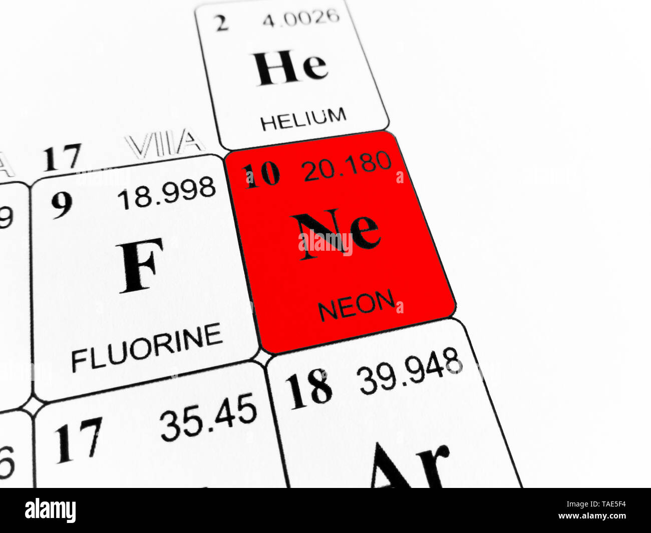 Neón En La Tabla Periódica De Los Elementos Fotografía De Stock Alamy