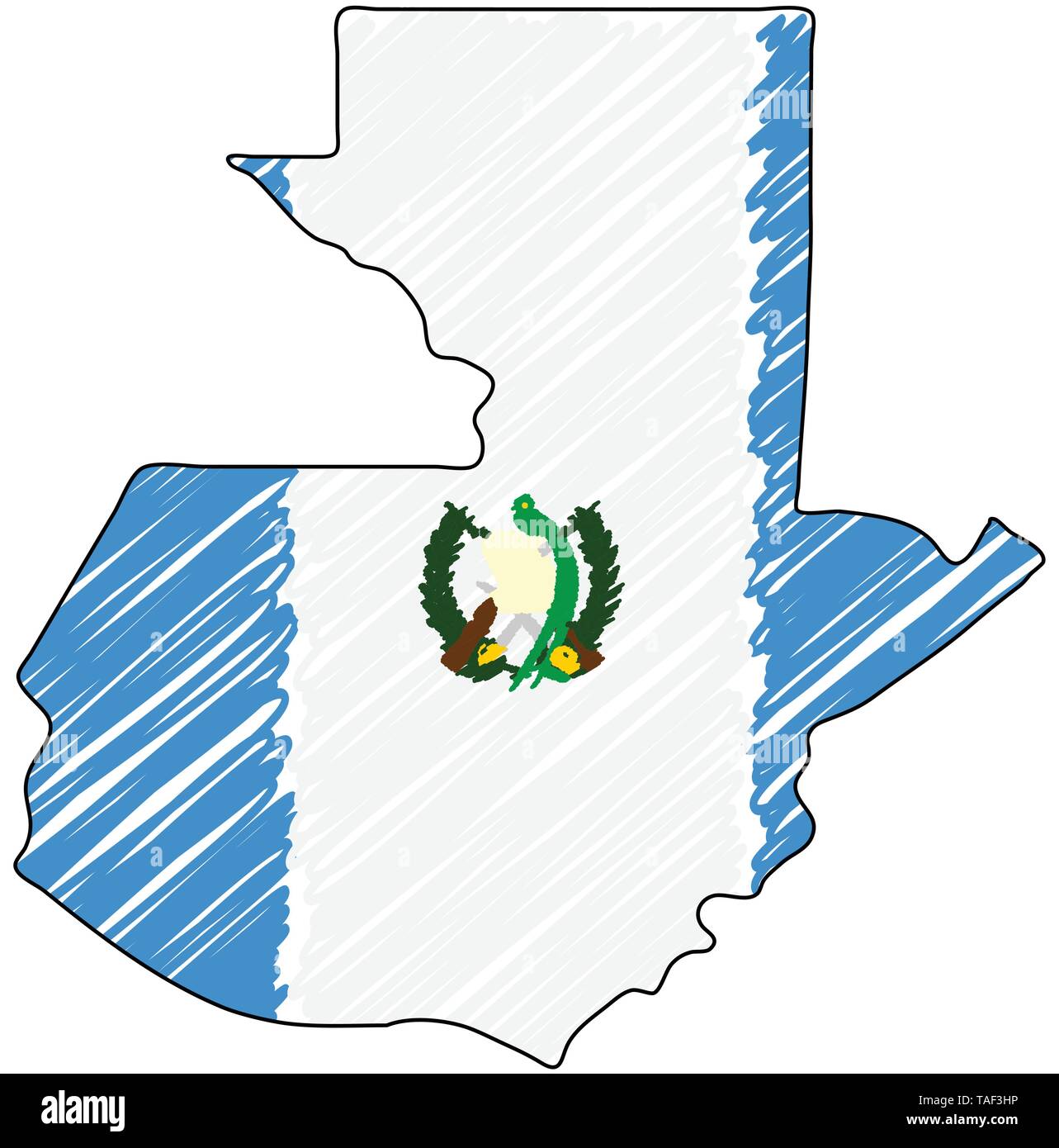 Guatemala mapa boceto dibujados a mano. Ilustración del concepto de vector  bandera, dibujo infantil, scribble mapa. Mapa del país para la infografía,  folletos y Imagen Vector de stock - Alamy