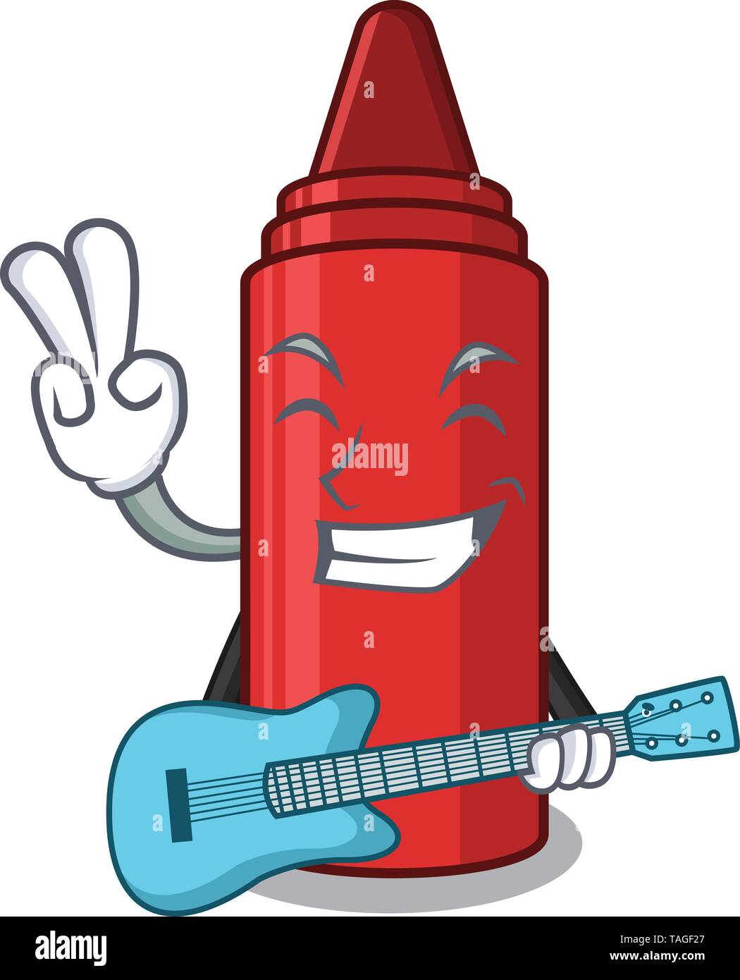 Guitarra con lápiz rojo en una bolsa de dibujos animados ...