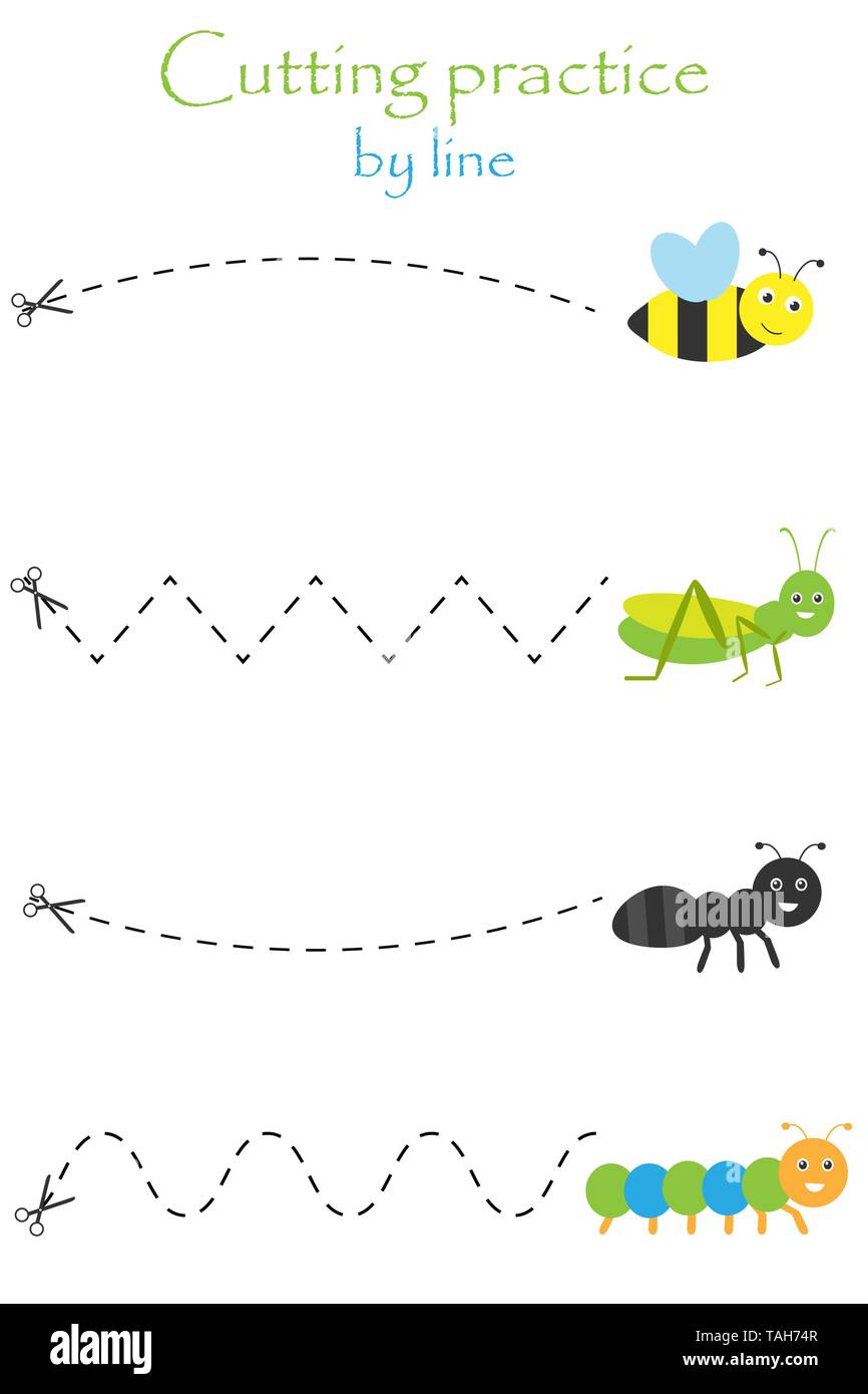 Insectos En El Estilo De Dibujos Animados Educacion Cortar Juego