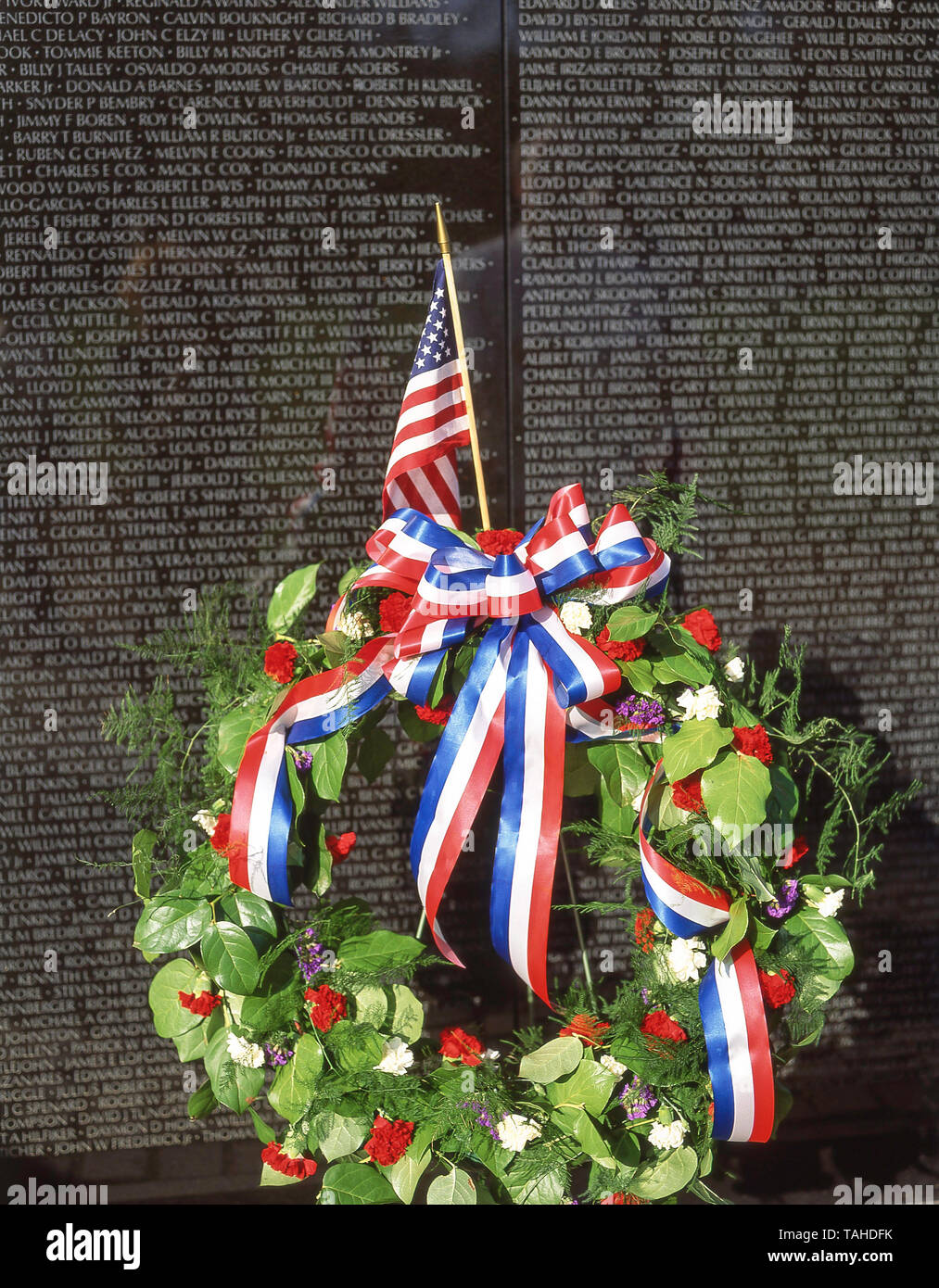 El Vietnam Veterans Memorial Wall en el Vietnam Veterans Memorial, el National Mall, en Washington DC, Estados Unidos de América Foto de stock