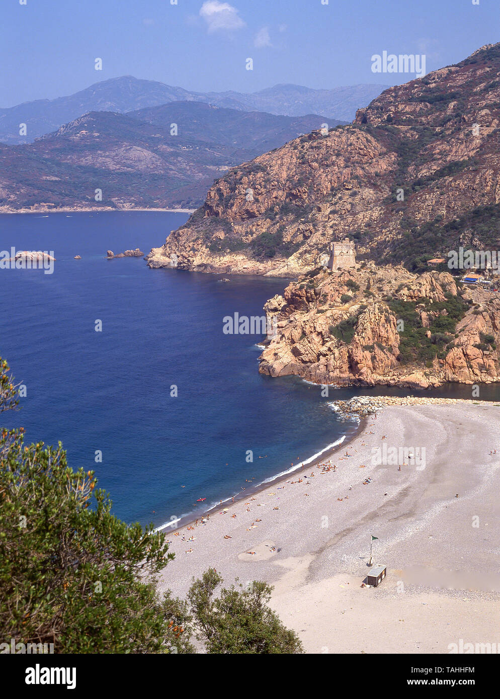 Vista de las playas y costas, Porto, Córcega (Corse), Francia Foto de stock