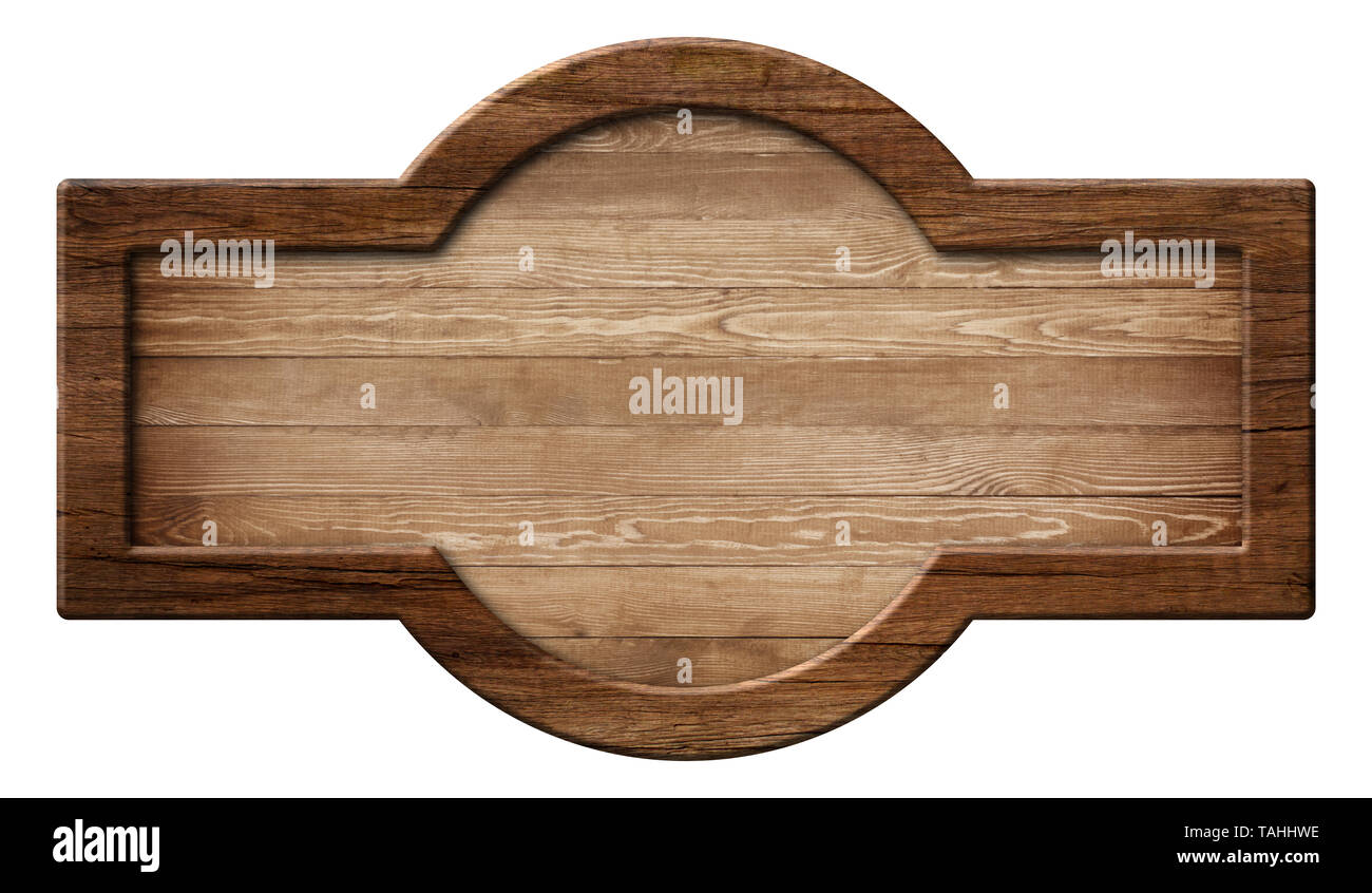 Oblongo de madera redondeada letrero o placa de madera natural y con Dark Frame Foto de stock