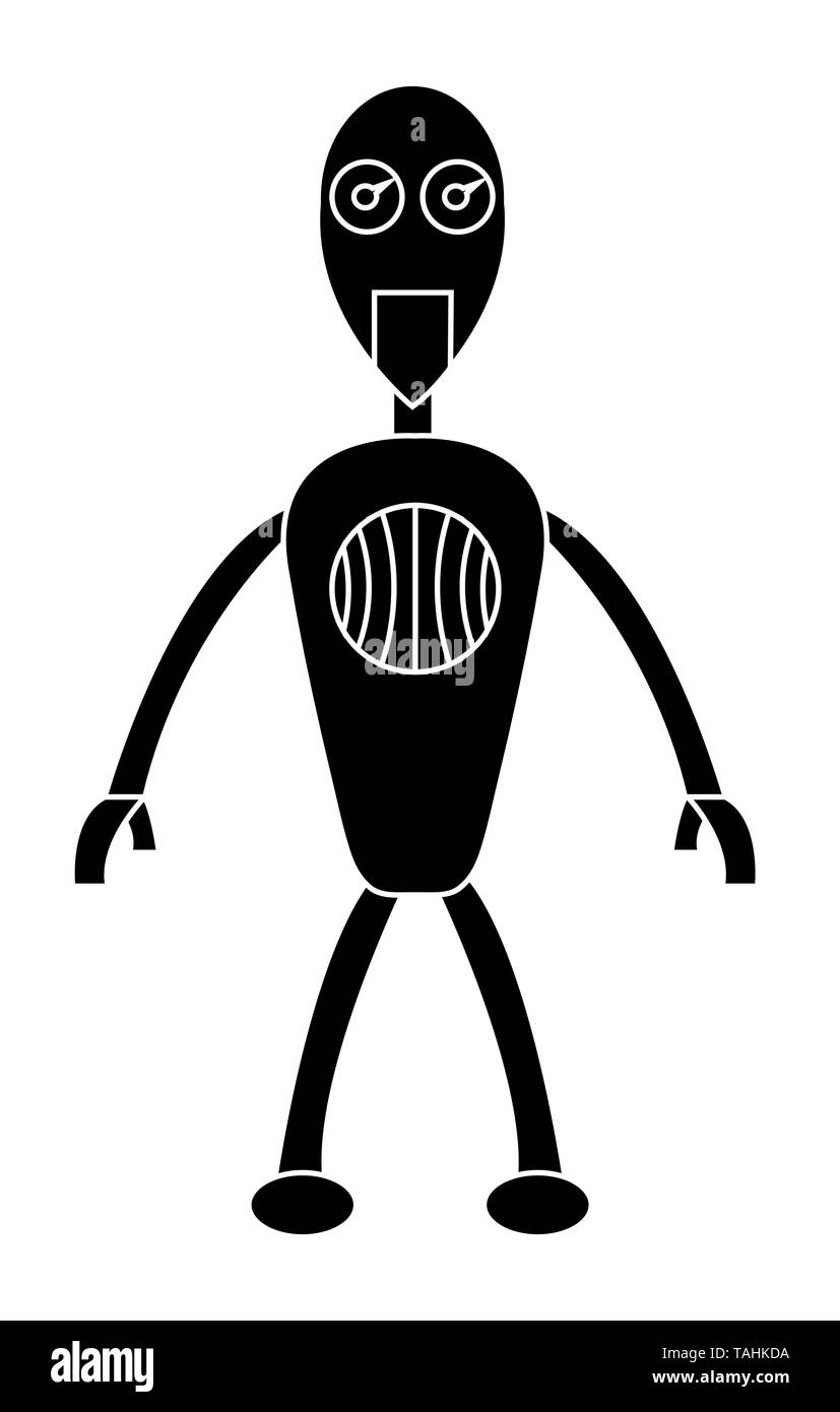 Robot boy carácter simple. Ilustración vectorial de stock aislado Ilustración del Vector