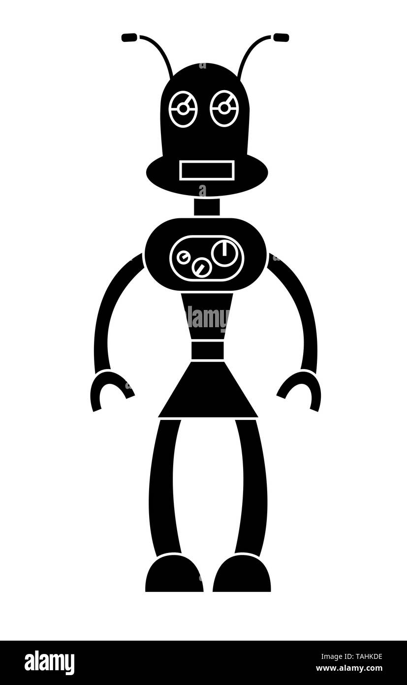 Chica Robot de carácter sencillo. Ilustración vectorial de stock aislado Ilustración del Vector