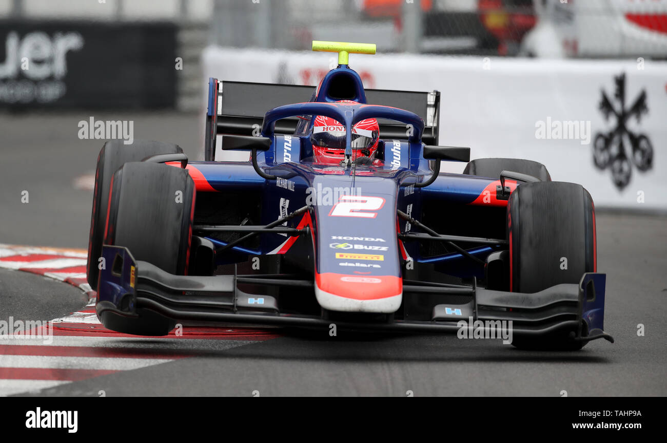 Carlin's Nobuharu Matsushita durante la primera carrera del Campeonato de Fórmula 2 de la FIA en el circuito de Mónaco, Mónaco. Foto de stock