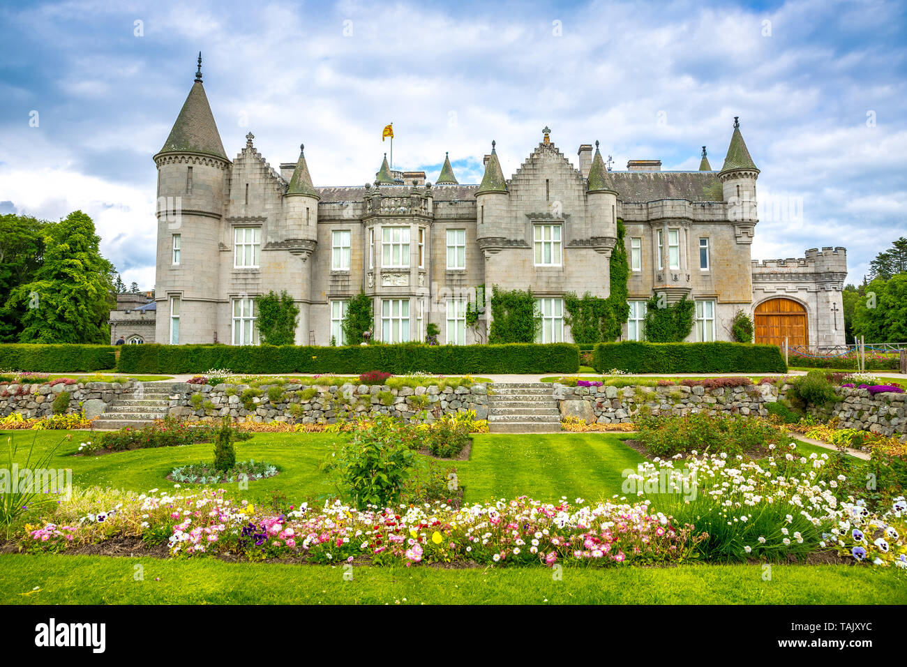Vista del castillo de Balmoral - la casa de vacaciones de la familia real, Escocia Foto de stock
