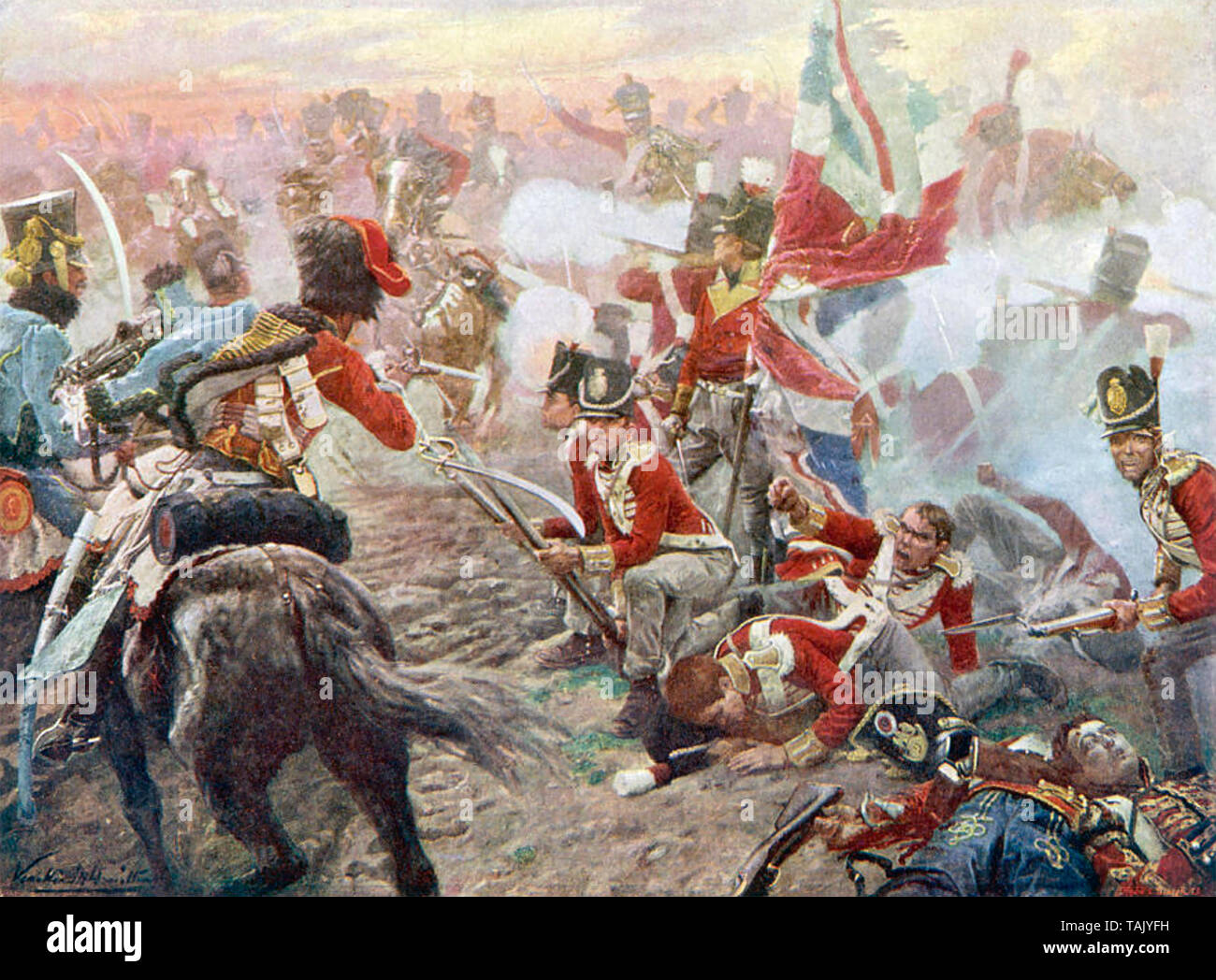 La batalla de QUATRE BRAS el 16 de junio de 1815 Foto de stock