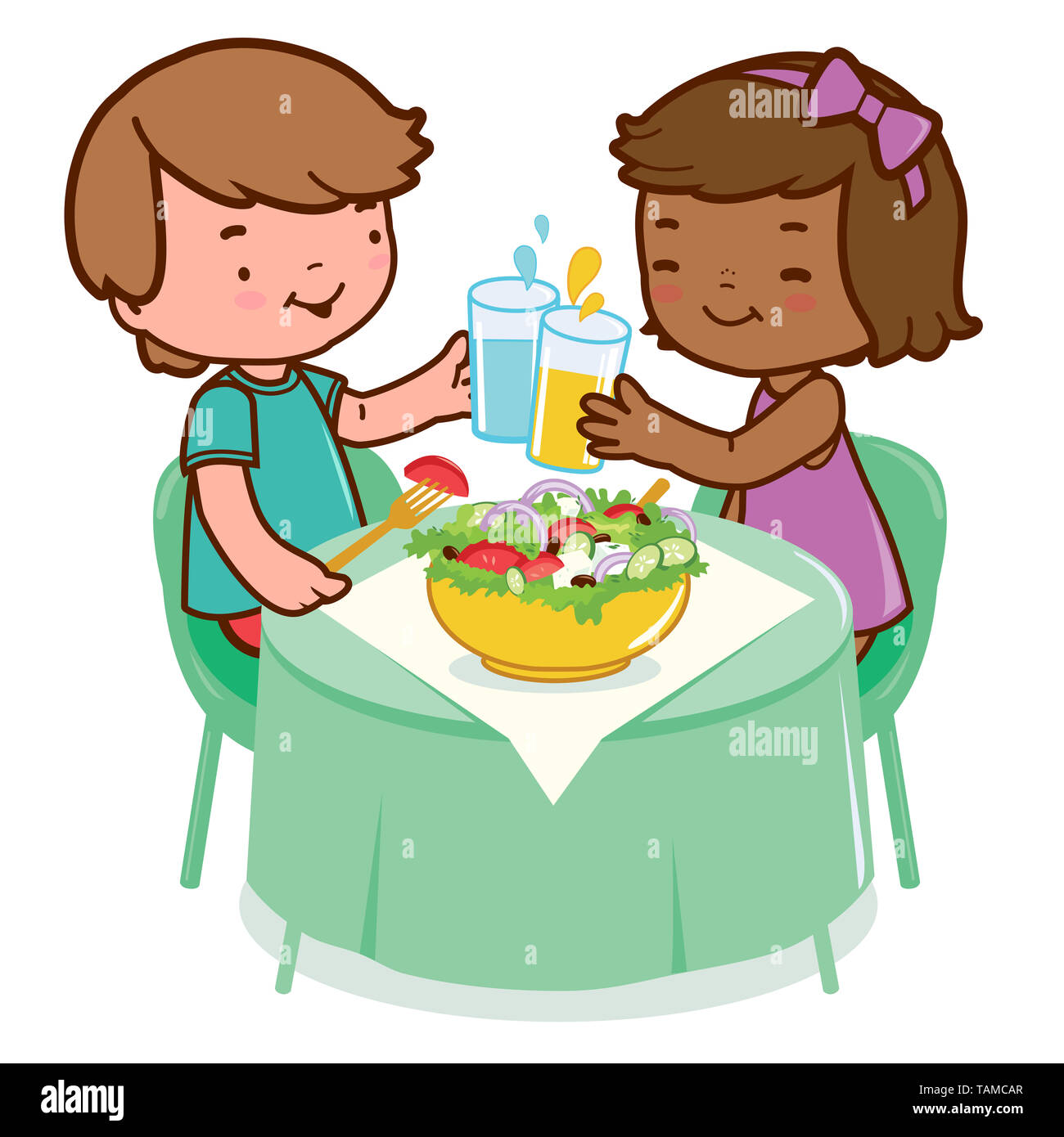 Niños cenando Imágenes recortadas de stock - Alamy