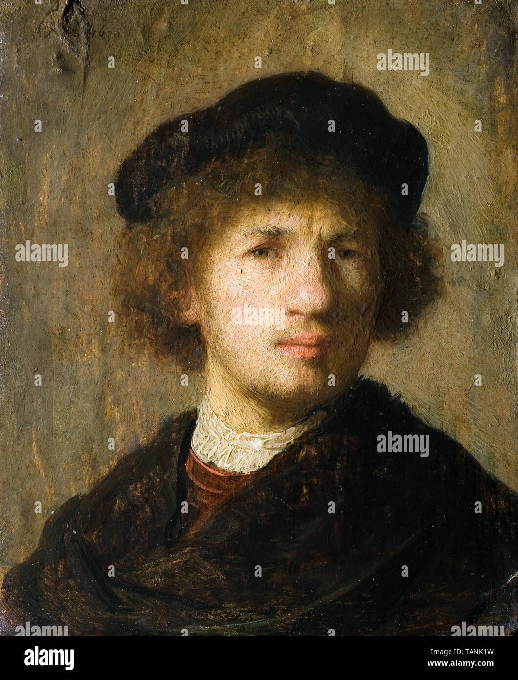Rembrandt van Rijn, Autorretrato, pintura, 1630 Foto de stock