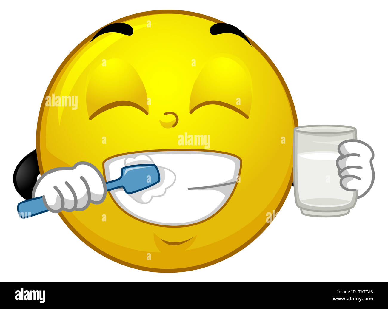 Ilustración de un sonriente mascota cepillar sus dientes y sostener un vaso  de agua Fotografía de stock - Alamy