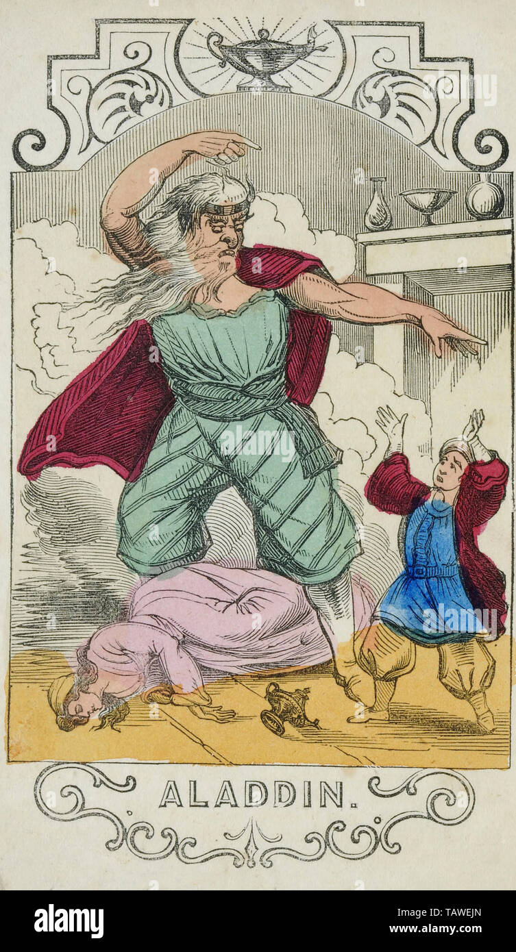 Representación de Aladdin, circa 1854 Foto de stock