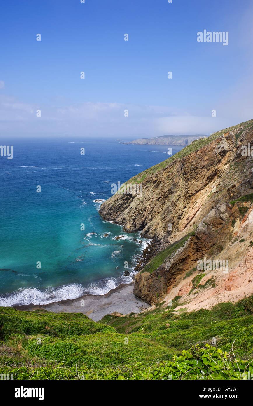 La Grande Greve playa en Sark - Islas del Canal Foto de stock