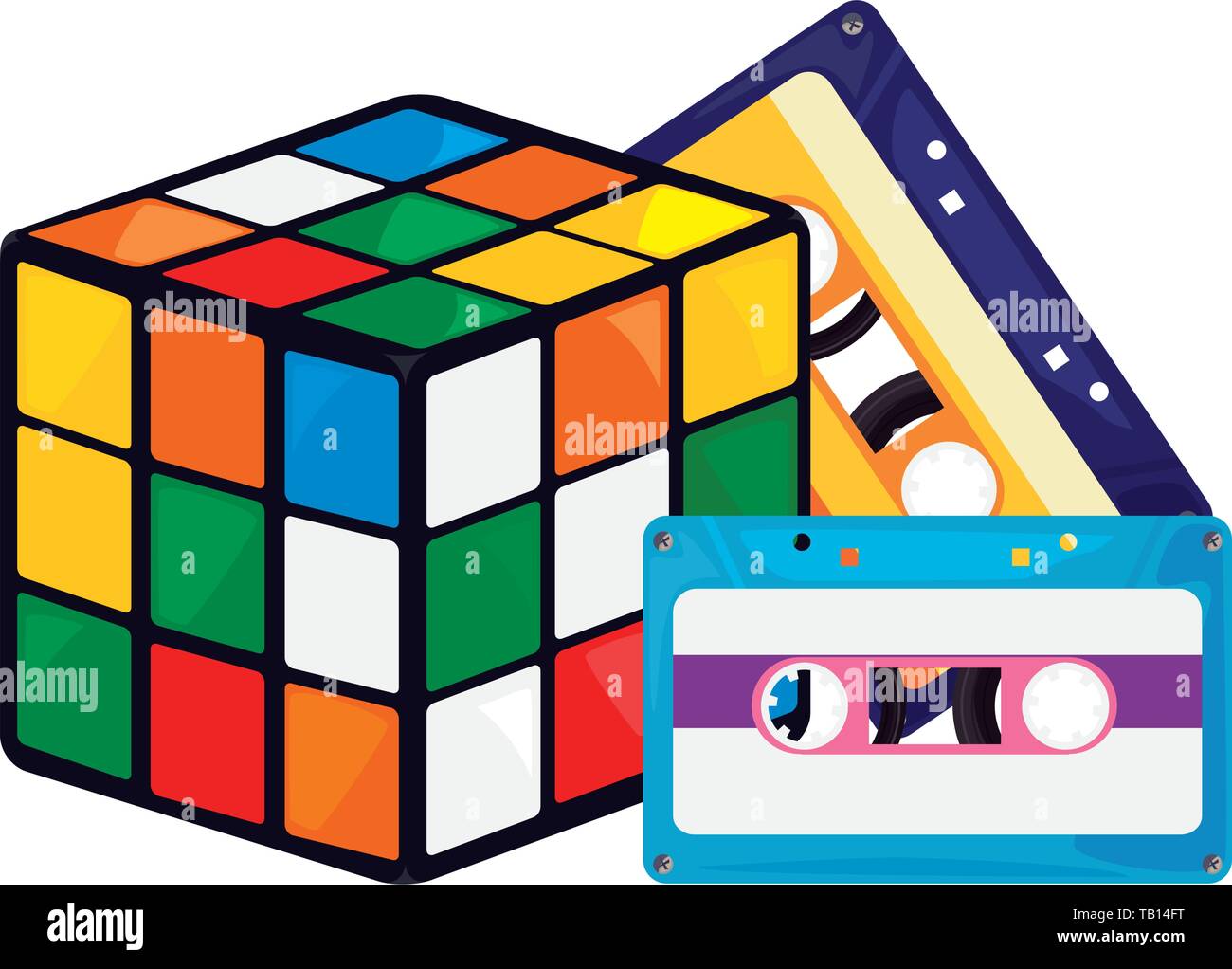 Cubo rubik video casete BETA 80s estilo retro ilustración vectorial Imagen  Vector de stock - Alamy