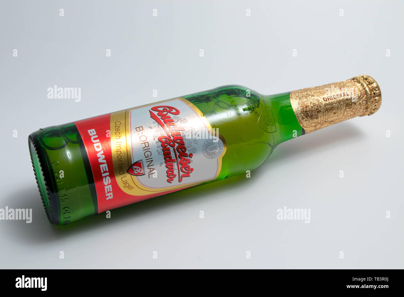 Budweiser, la cerveza americana verde botella Foto de stock