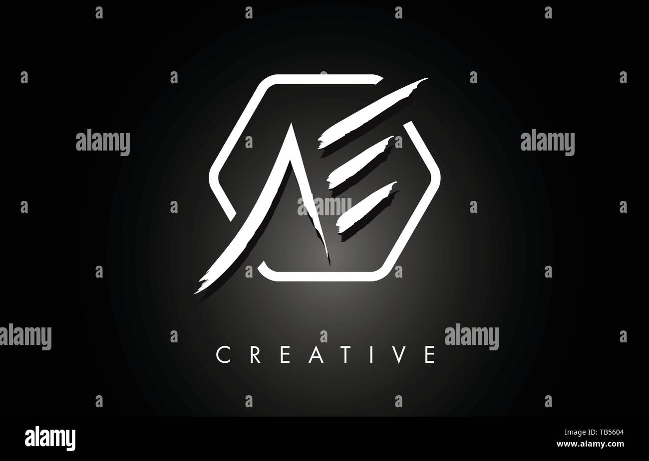 Ae E Carta Vectorial Pulido Diseno De Logotipo Con Su Moderno Y Creativo Rotulacion De Pincel De Textura Y Forma Hexagonal Cepillo Diseno De Logotipo Illustrati Cartas Vectoriales Imagen Vector De Stock