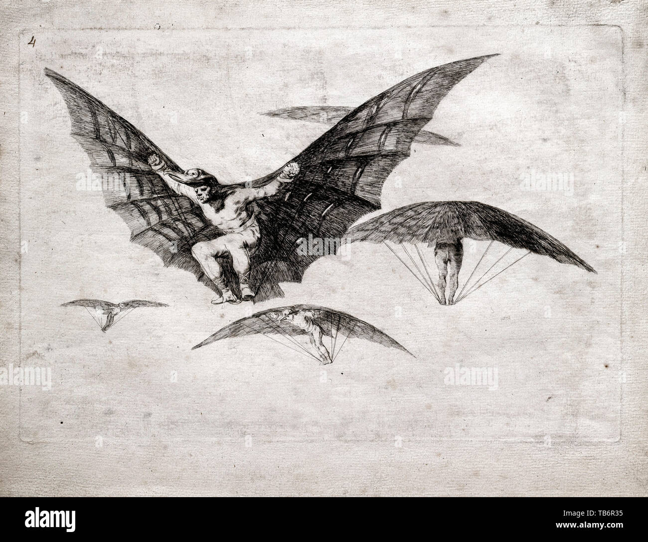 Francisco de Goya, una forma de volar, aguafuerte, circa 1815 Foto de stock