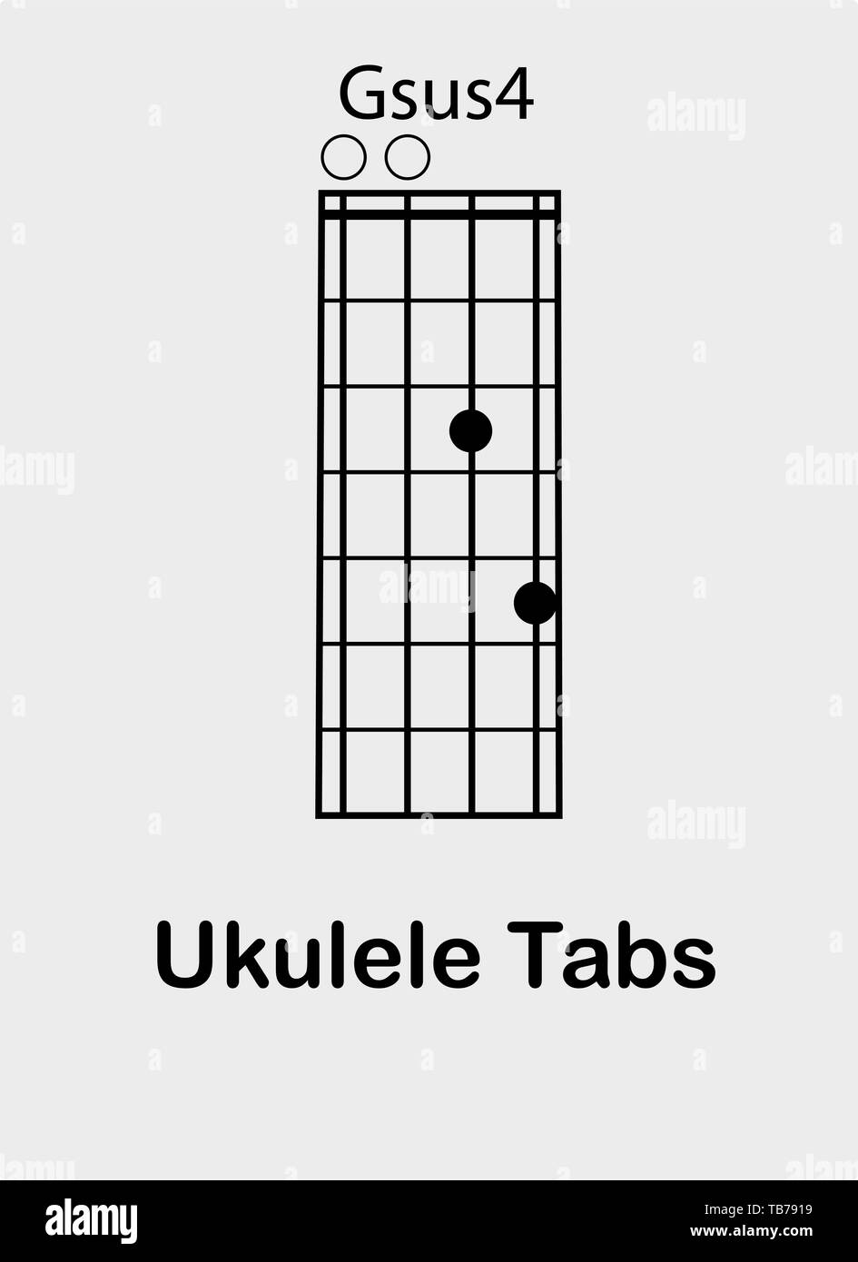 Ukelele con tabulación G sus4 acorde, ilustración vectorial Imagen Vector  de stock - Alamy