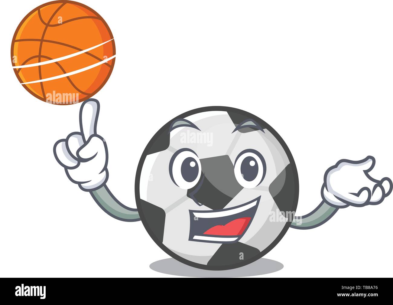 Con el baloncesto balón de fútbol en la forma de dibujos animados Imagen  Vector de stock - Alamy