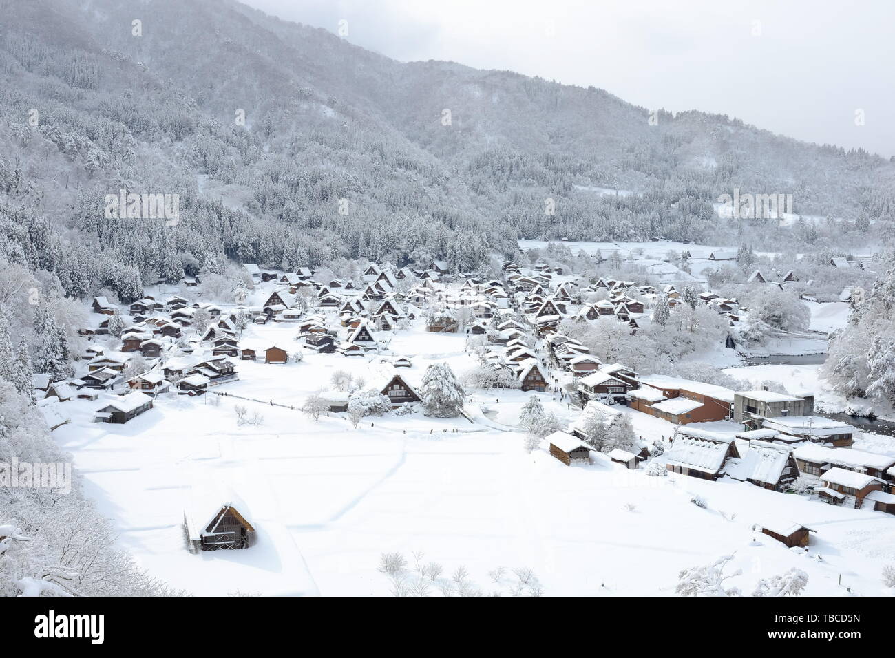 Shirakawago aldea en invierno, la nieve Foto de stock