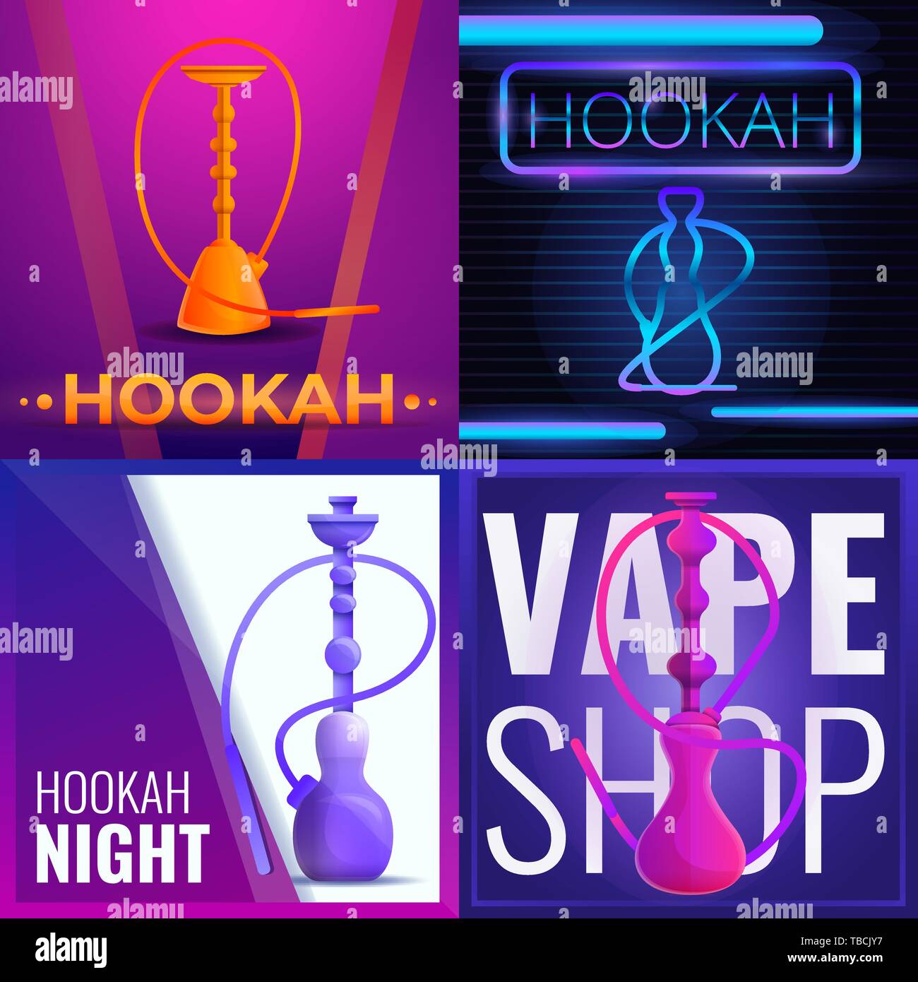 El Hookah banner. Ilustración vectorial de dibujos animados de narguile