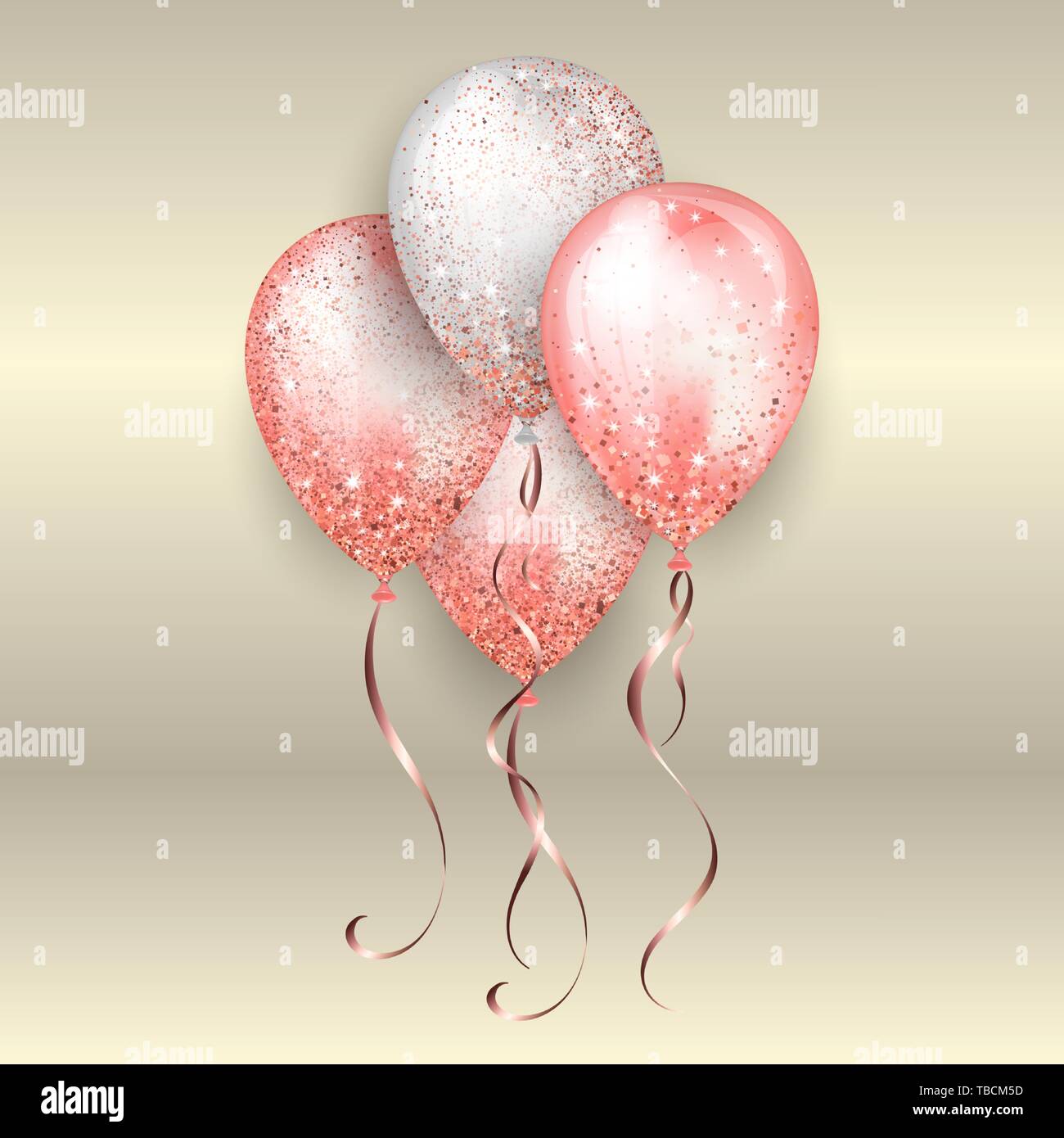 Ilustración de globos de color rosa en forma de corazón y azul. Imagen para  decoración de celebraciones Imagen Vector de stock - Alamy