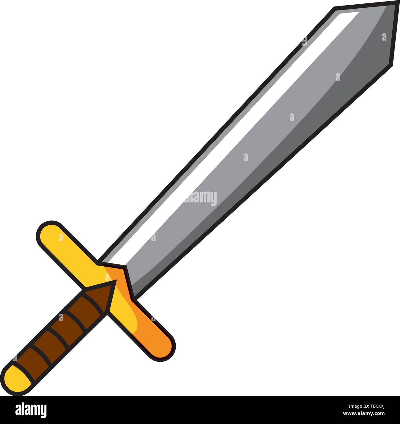 Espada medieval diseño blade Knight, arma antigua guerra afiladas y lucha  tema ilustración vectorial Imagen Vector de stock - Alamy