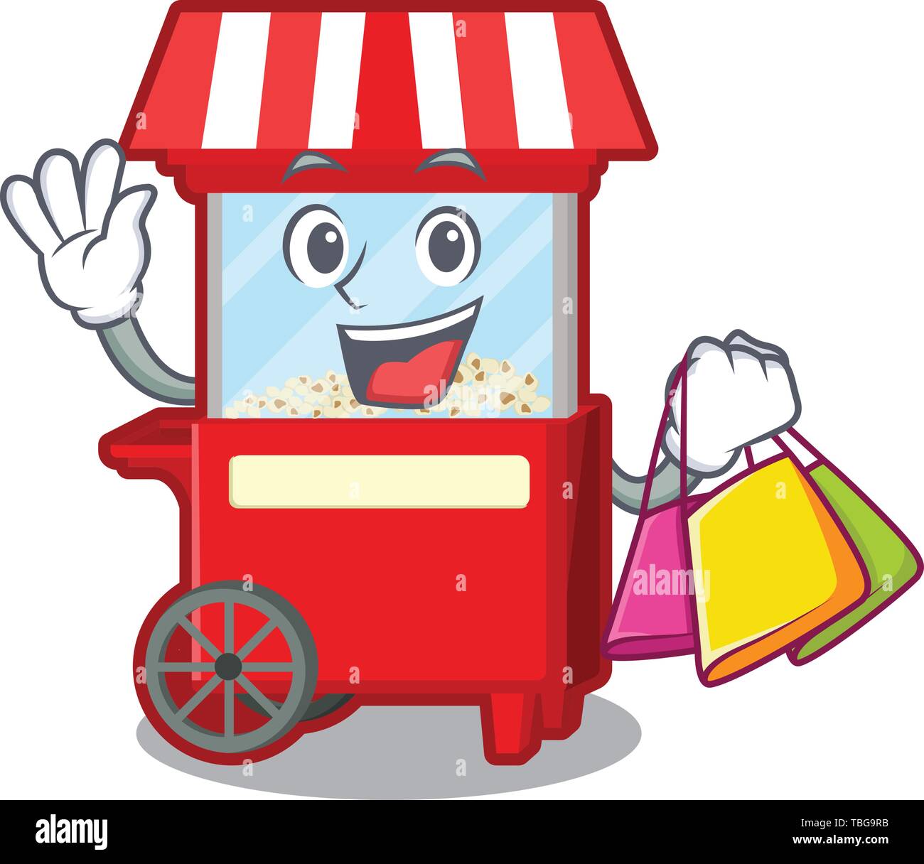 Maquina De Palomitas De Maiz Comercial Junto A La Tabla De Dibujos Animados Imagen Vector De Stock Alamy