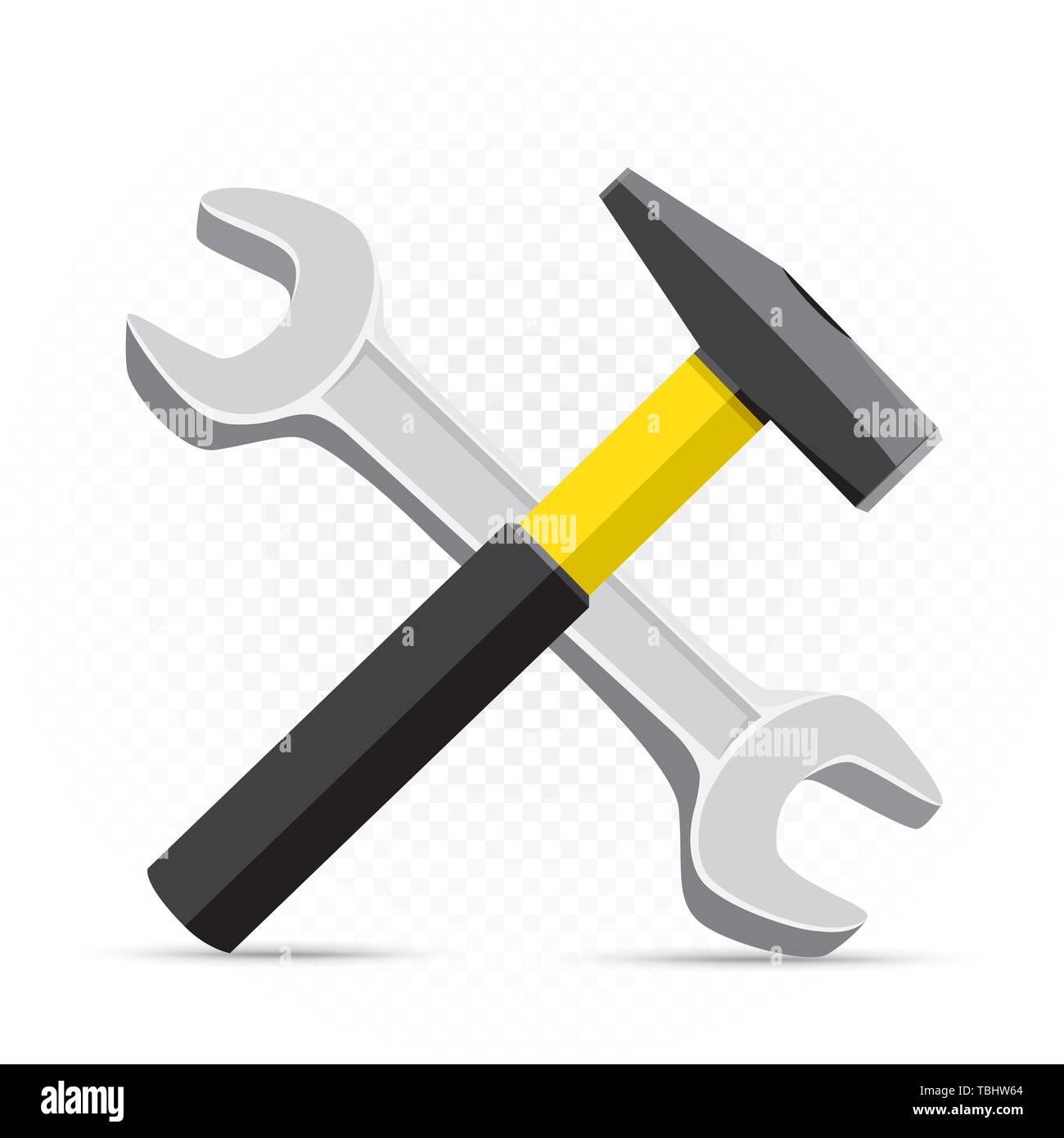 Martillo y llave icono reparación Imagen Vector de stock - Alamy