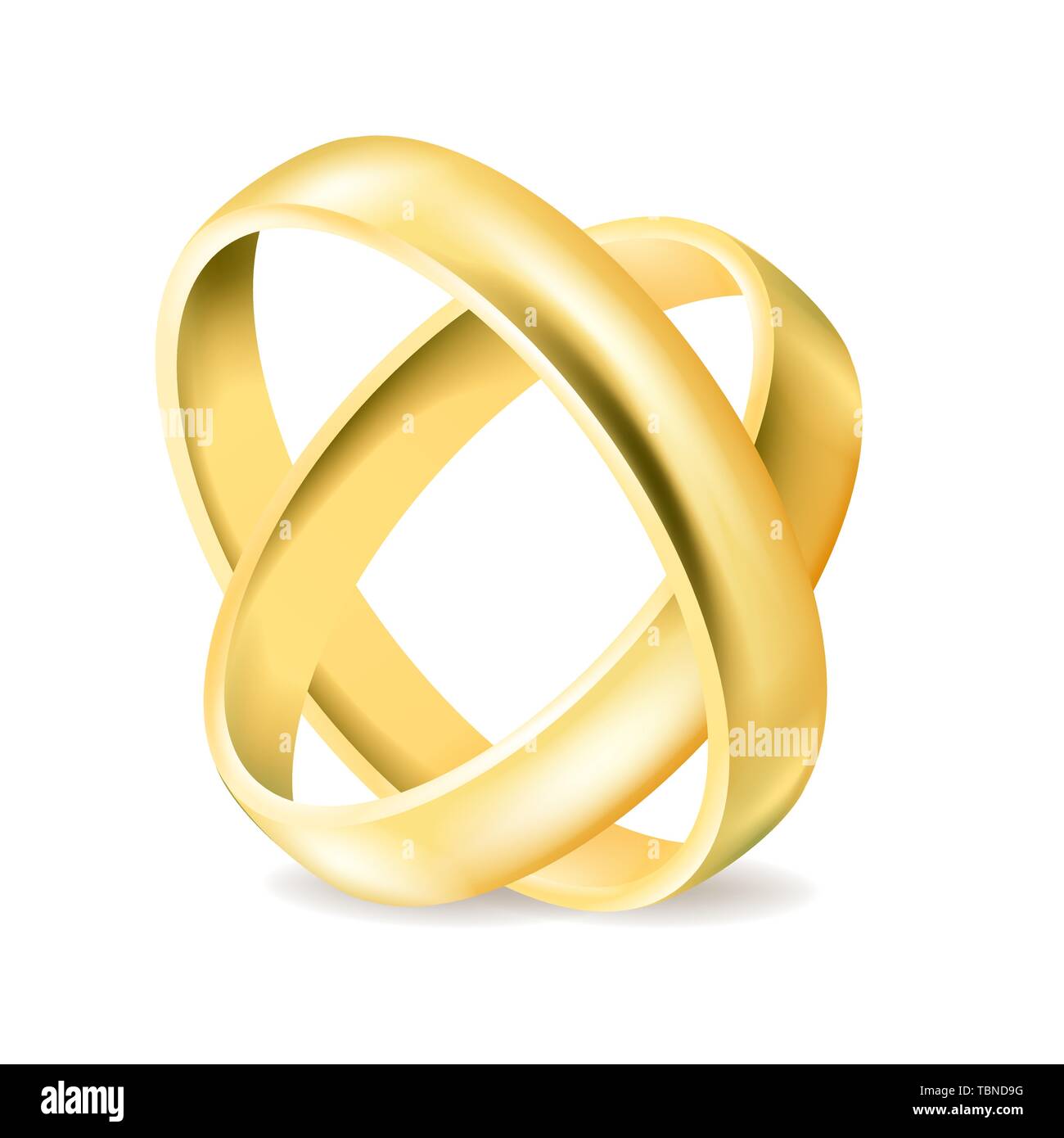 Dos anillos de compromiso de oro aislado sobre fondo blanco Imagen Vector de  stock - Alamy